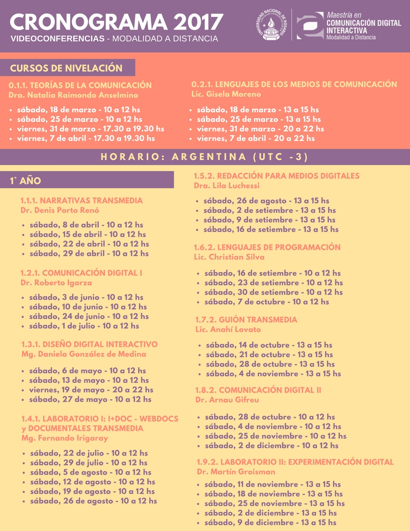 Cronograma 2017 - videoconferencias